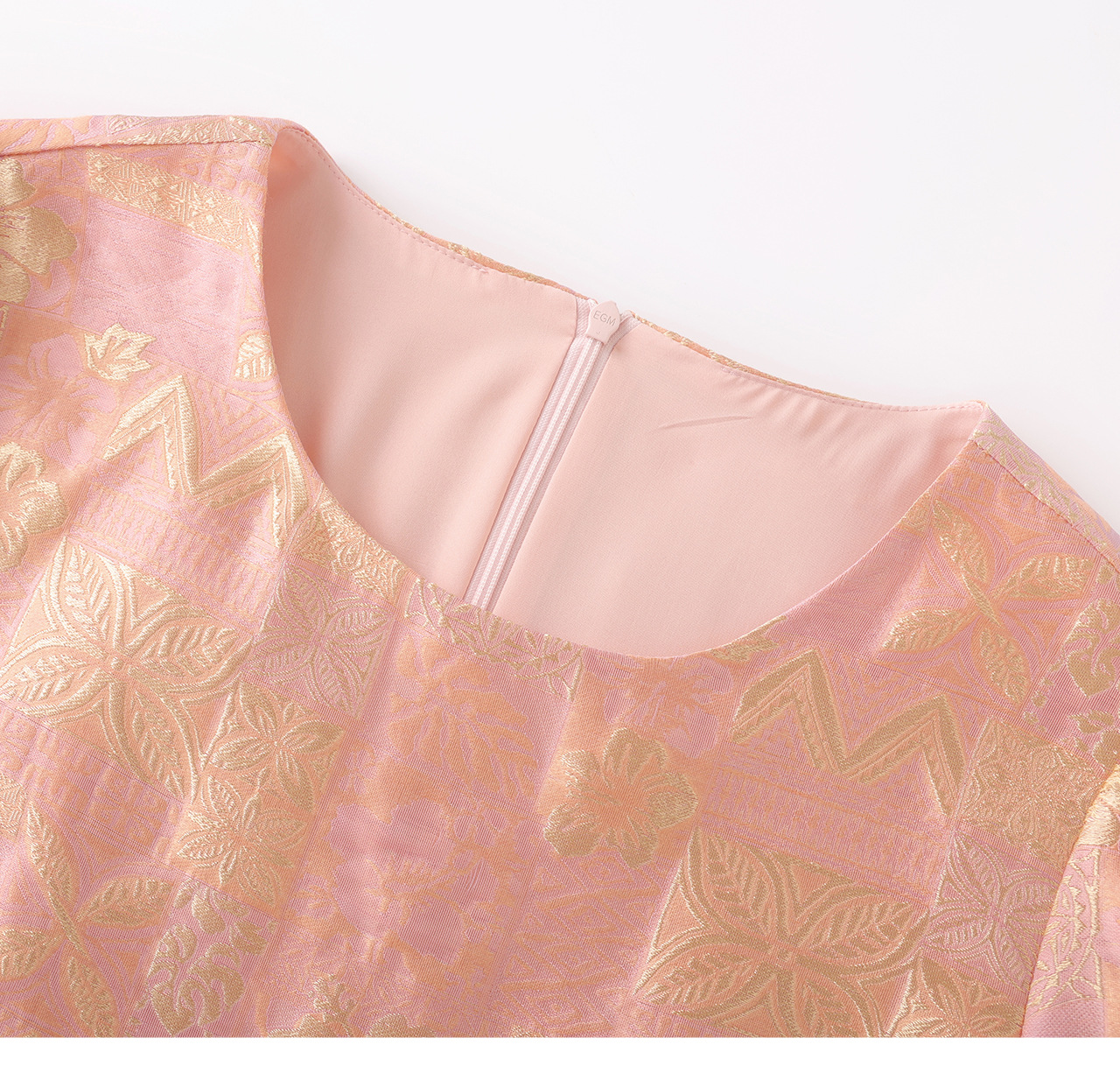 Đầm chữ A nữ jacquard họa tiết hoa nhí phong cách tiểu thư — màu hồng chi tiết 23