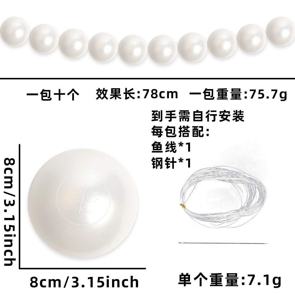 Simulación de gran perla colgante de boda decoración de fondo de pared DIY cuentas colgantes esferas blancas colgantes