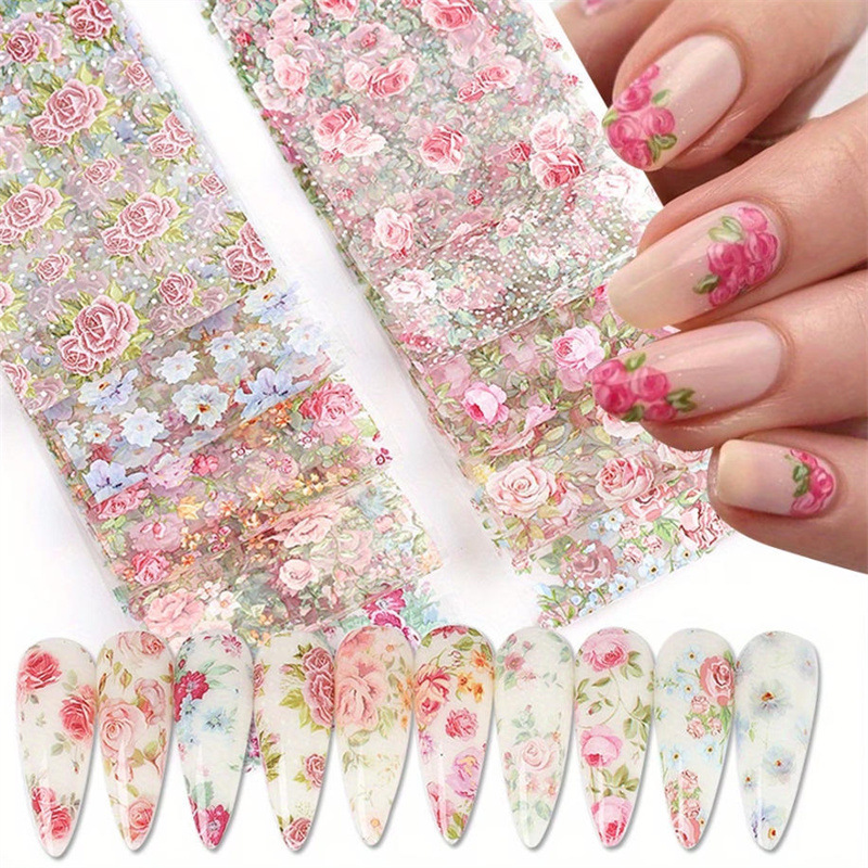 Cross-border hot-selling nail art starry sky stickers ins Valentine's Day pink floral rose art lace paper nail Cross-border hot-selling nail art starry sky stickers ins Valentine's Day pink floral rose art lace paper nail