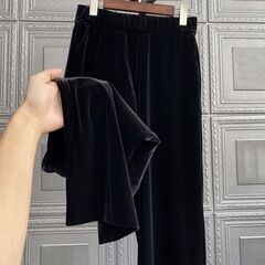 金丝绒阔腿裤女春秋冬高腰垂感韩版宽松直筒休闲显瘦拖地长裤子潮