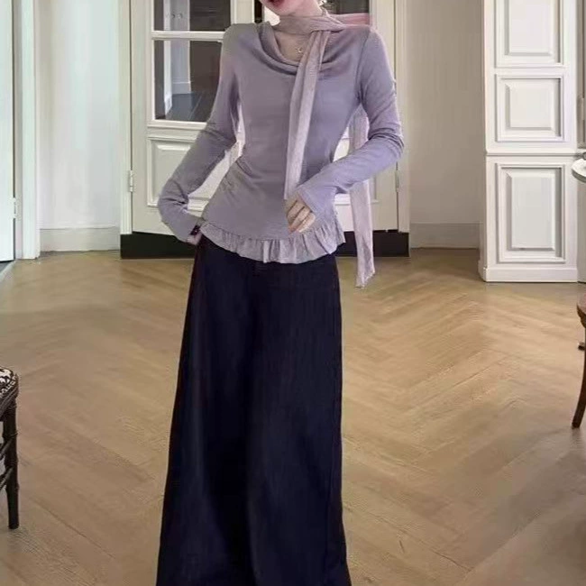 Новый весенний темперамент 2025 тонкий нежный клетчатый шитер топ женский фиолетовый боб зеленый другой рутины