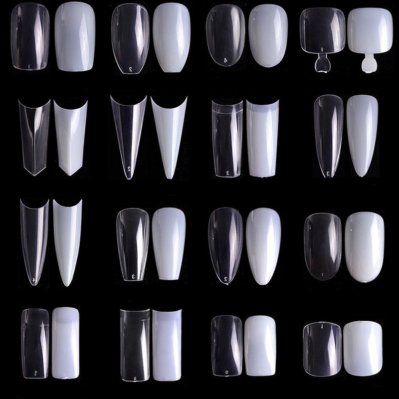 almond square transparent fake nails for manicure