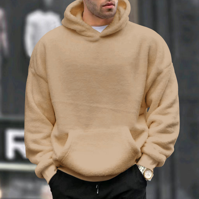 Herren Winter Kapuzenpullover Aus Flanell Mit Lammwolle Gefüttert_voghion.com