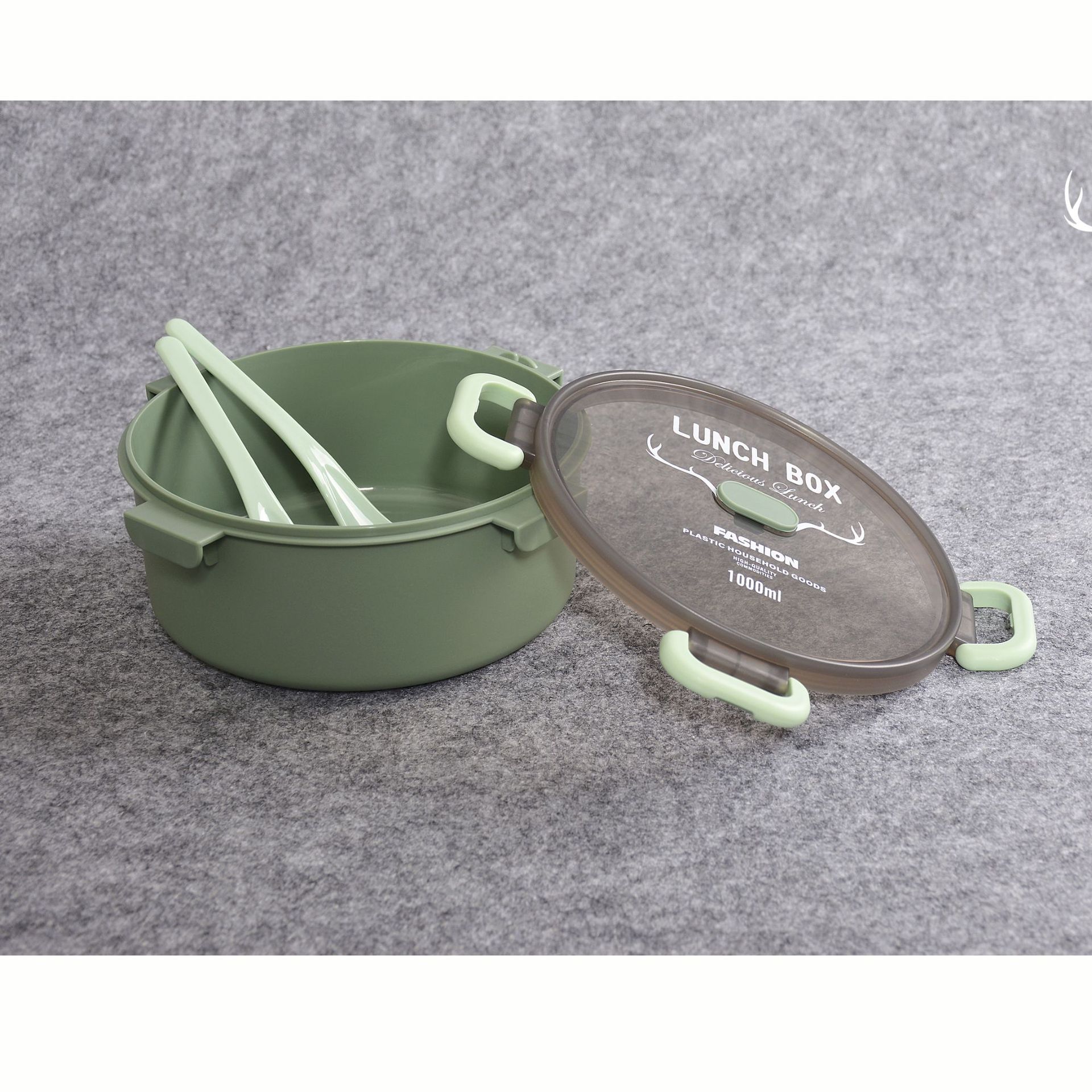 Caja de almuerzo redonda dividida al aire libre caja de almuerzo de plástico portátil caja de ensalada de frutas caja de almuerzo de microondas trabajador de oficina adulto