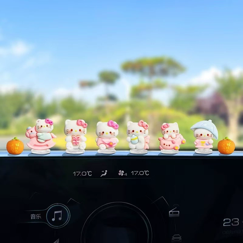 Милые аксессуары для автомобиля в виде кота Hello Kitty KT, маленькие украшения для электромобиля, интерьер автомобиля, украшение центральной консоли