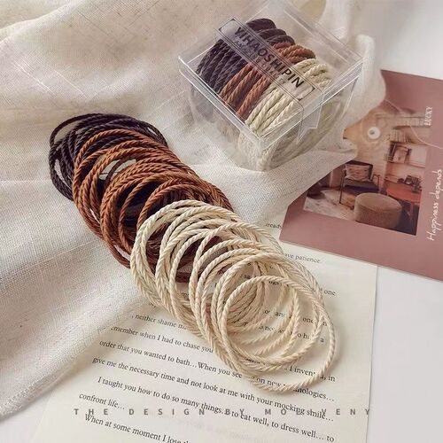 Korean temperament milk tea color hair rope basic boxed hair tie wholesale rubber band headband elastic headband for hair