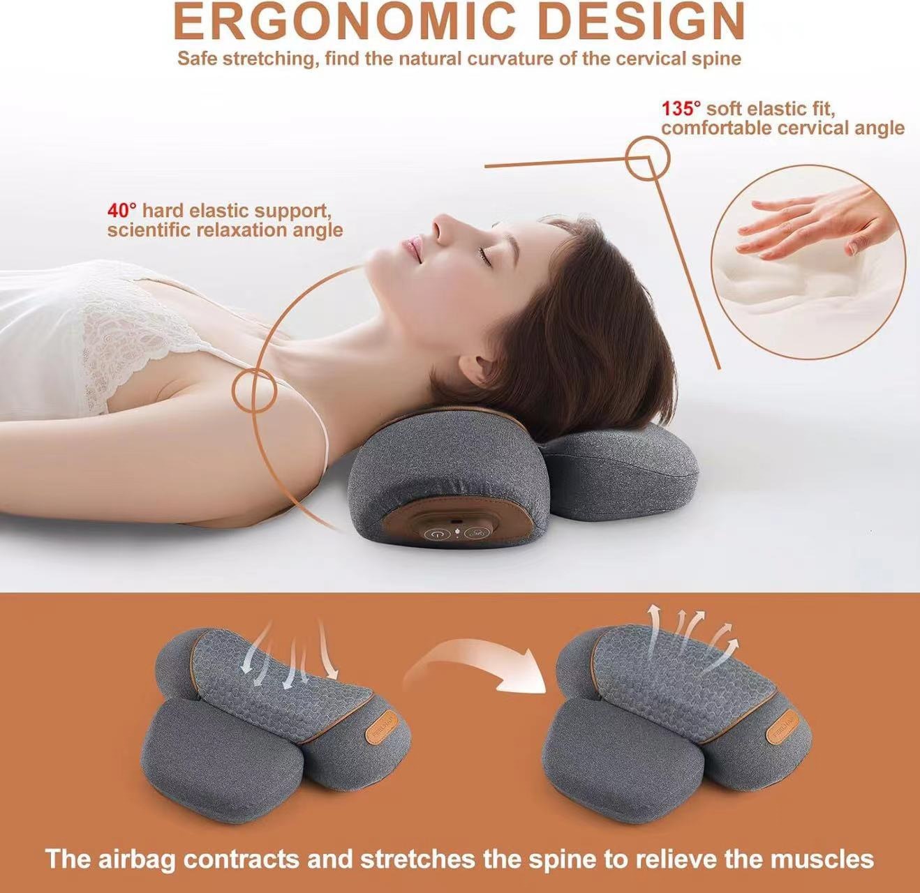 Cervical pillow with heating and massage function