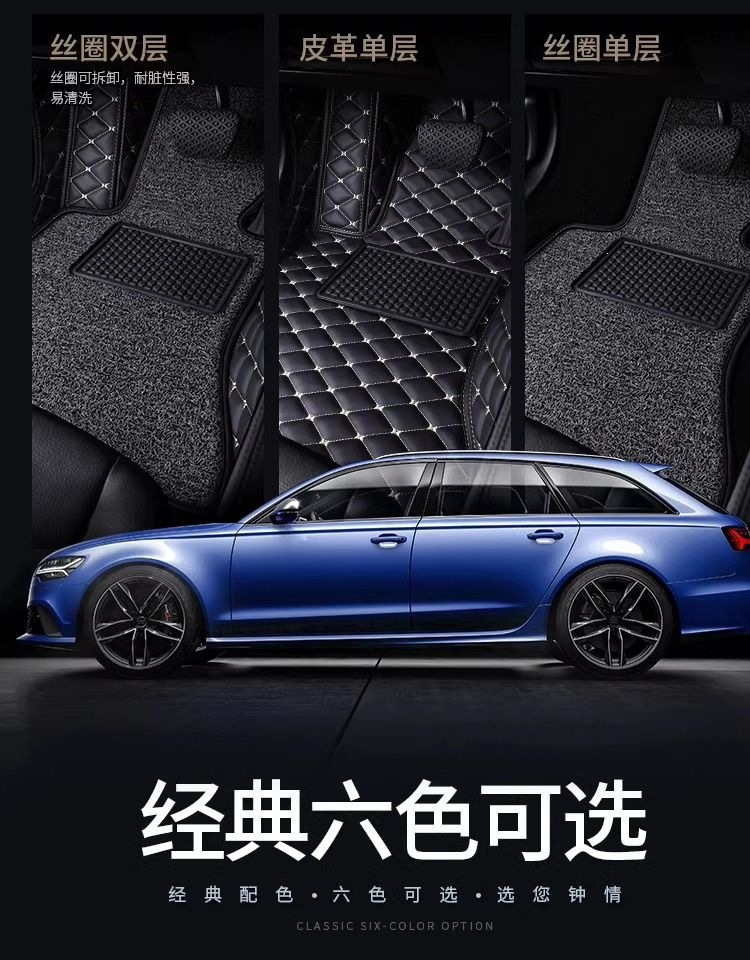 Double-layer detachable car floor mats for driver and passenger seats, single-layer, full-coverage wire loop mat for specific vehicles