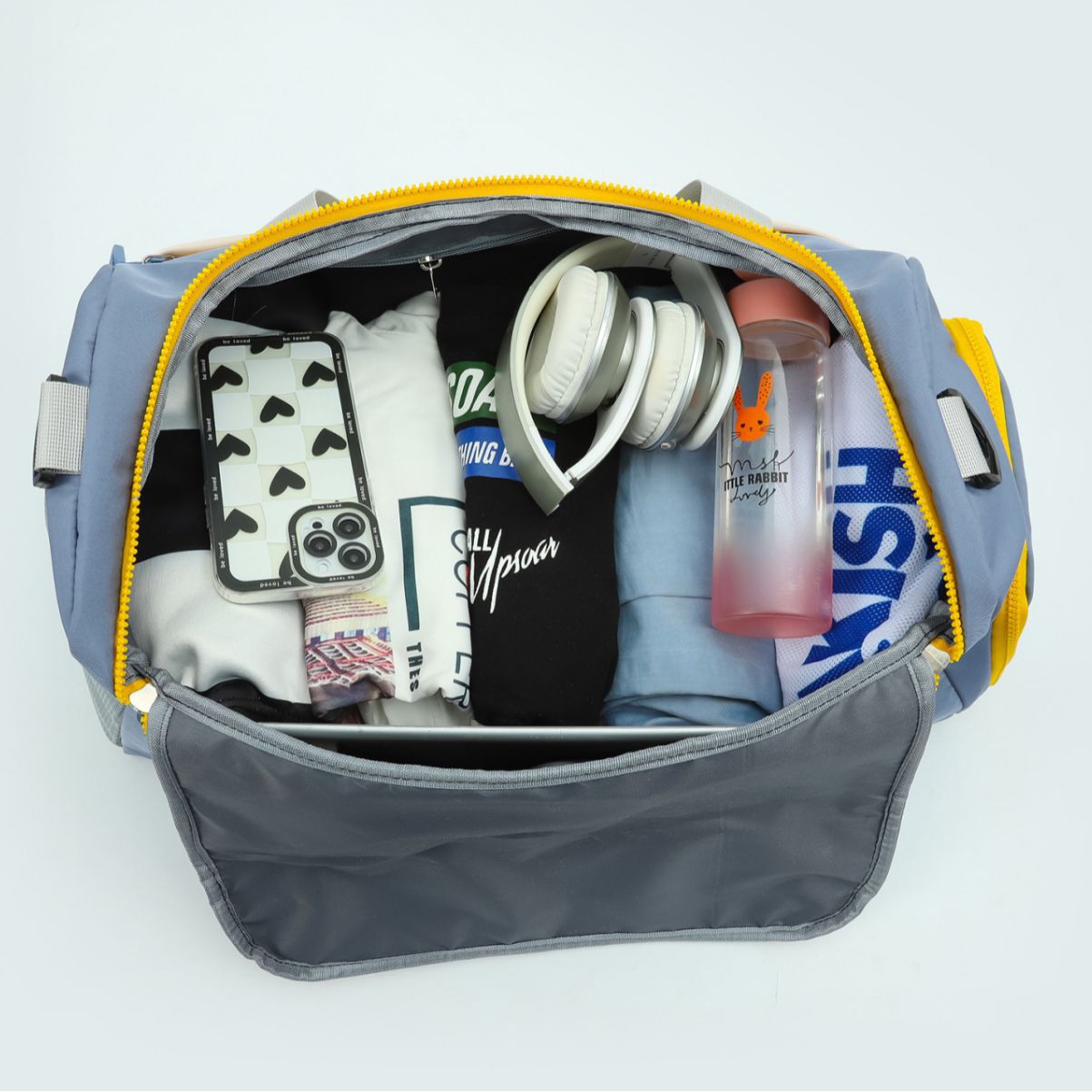 Nueva bolsa de fitness de separación en húmedo y seco logotipo impreso para mujer bolsa de viaje de gran capacidad trolley con bolsa de equipaje de almacén de zapatos independiente