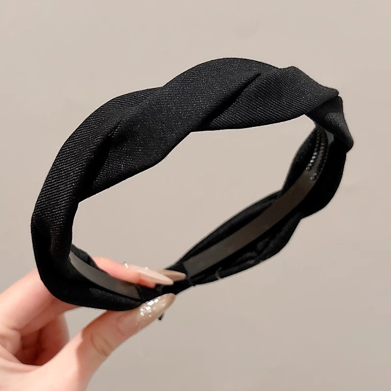 Cerebral alto trenzado banda de cabello mujer 2025 nuevo lavar la cara banda de cabeza dientes antideslizante presión tarjeta de cabello simple cabello tocado