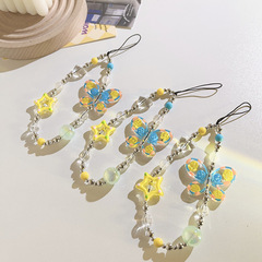 新款DIY星星蝴蝶手機鏈條串珠掛飾通用手機殼ins百搭手機掛繩掛件