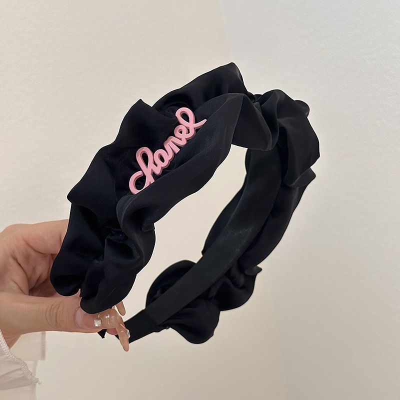 Banda para el cabello con pliegues en la parte superior del cráneo alto, horquilla de lavado de cara negra 2025 nuevo paquete de cabello a presión rojo neto, diadema de todo fósforo para mujeres