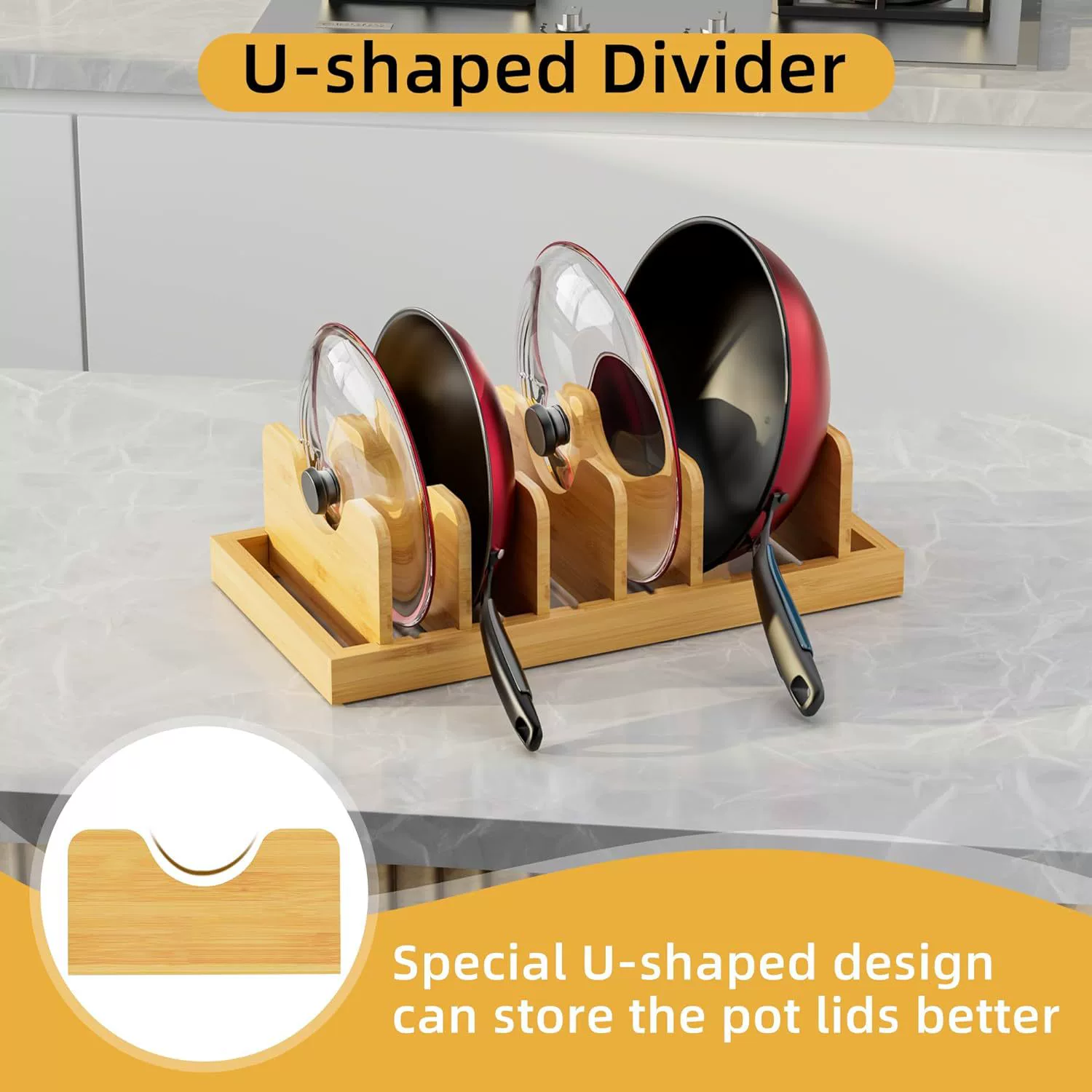Стеллаж для крышки кастрюли Бамбуковая сковорода ящик для хранения кухонный горшок крышка стеллаж для хранения разделочная доска стеллаж для гриля из цельного дерева