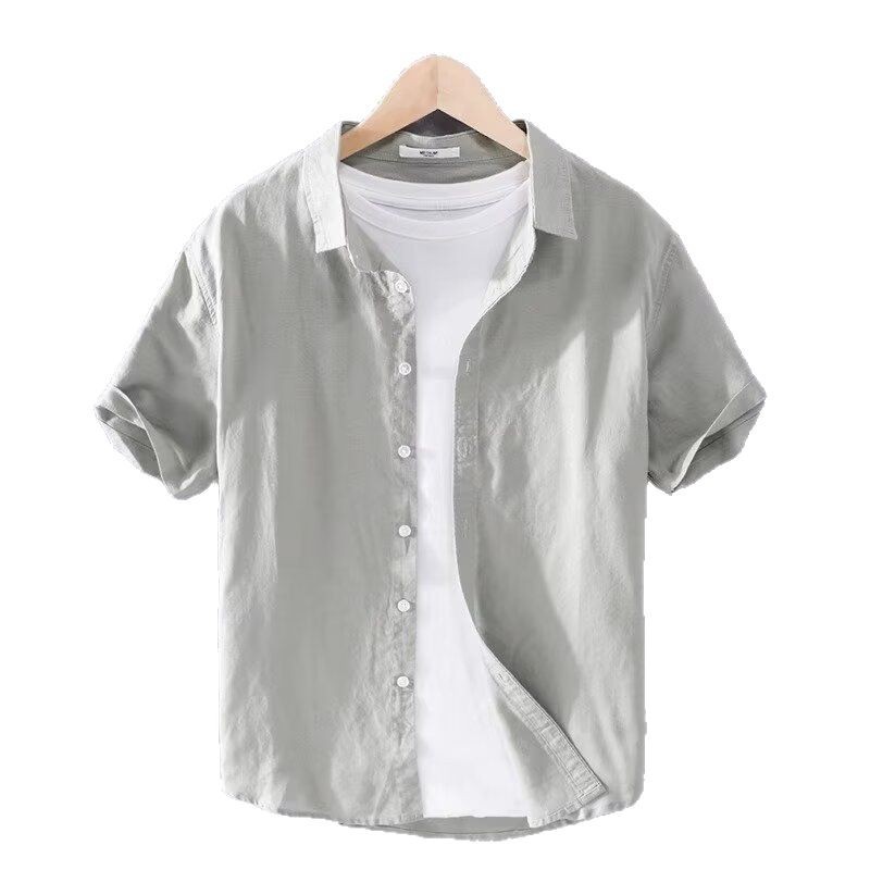2026 Pure Linen Men's Casual Linen Short Sleeved Shirt In White, Available In Multiple Colors_viptrois.com