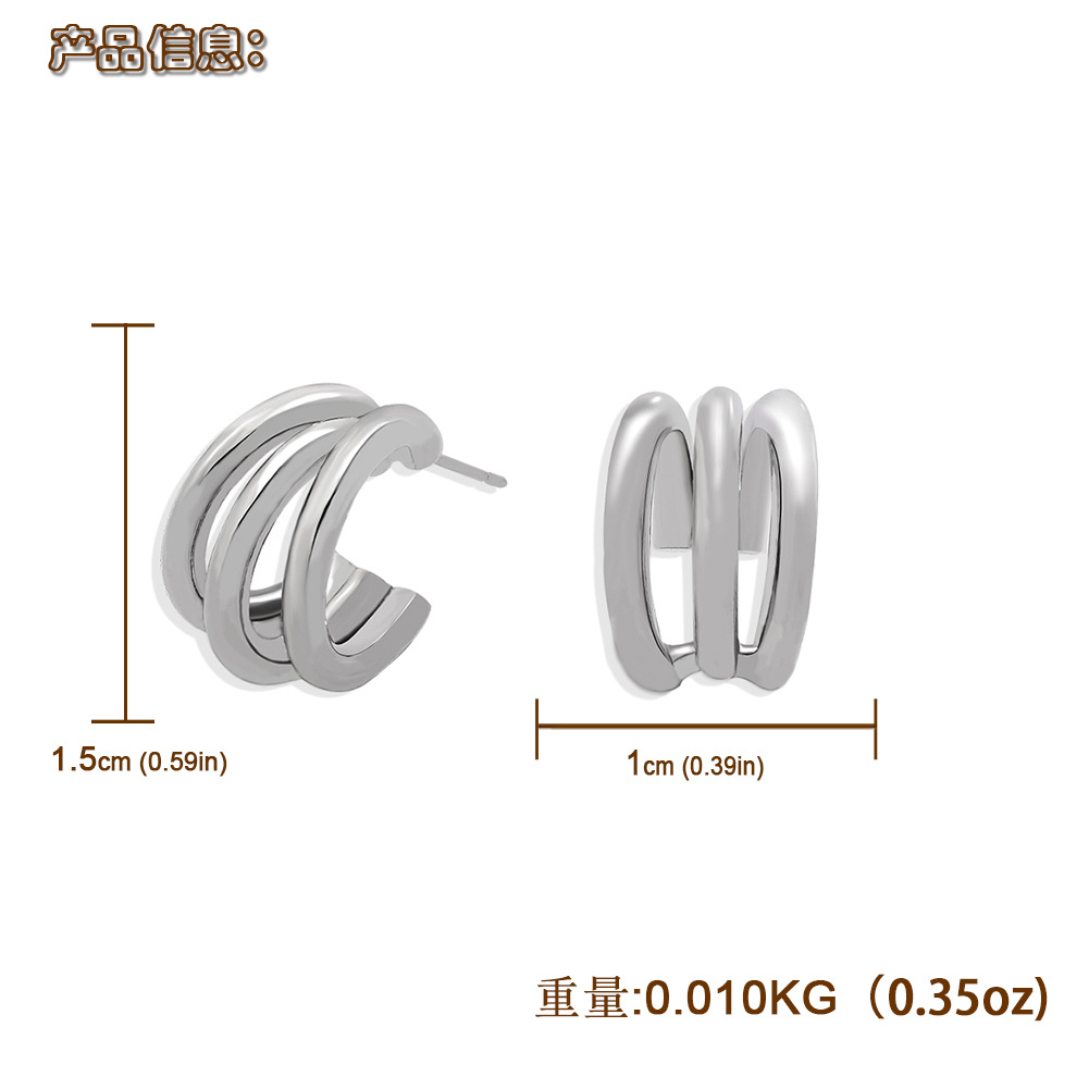 Retro C-shaped Multi-layer Earrings display picture 7