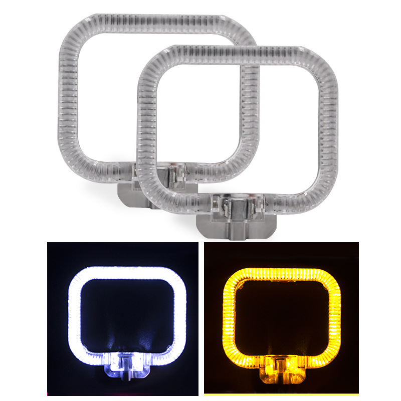 Fábrica al por mayor de dos colores guía de luz Angel Eye 1,5 pulgadas de modificación del coche cuadrado lente de doble luz universal luz diurna