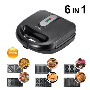 Cross-border waffle machine six-in-one breakfast machine electric baking pan household baking nut machine toast heating toaster