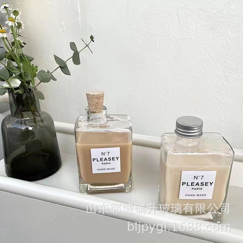 网红青梅酒空瓶200ml~500毫升透明奶茶玻璃瓶自酿果汁饮料包装瓶