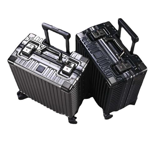 旅行箱铝框男女18寸登机拉杆行李箱复古20小型号轻便迷你密码箱子