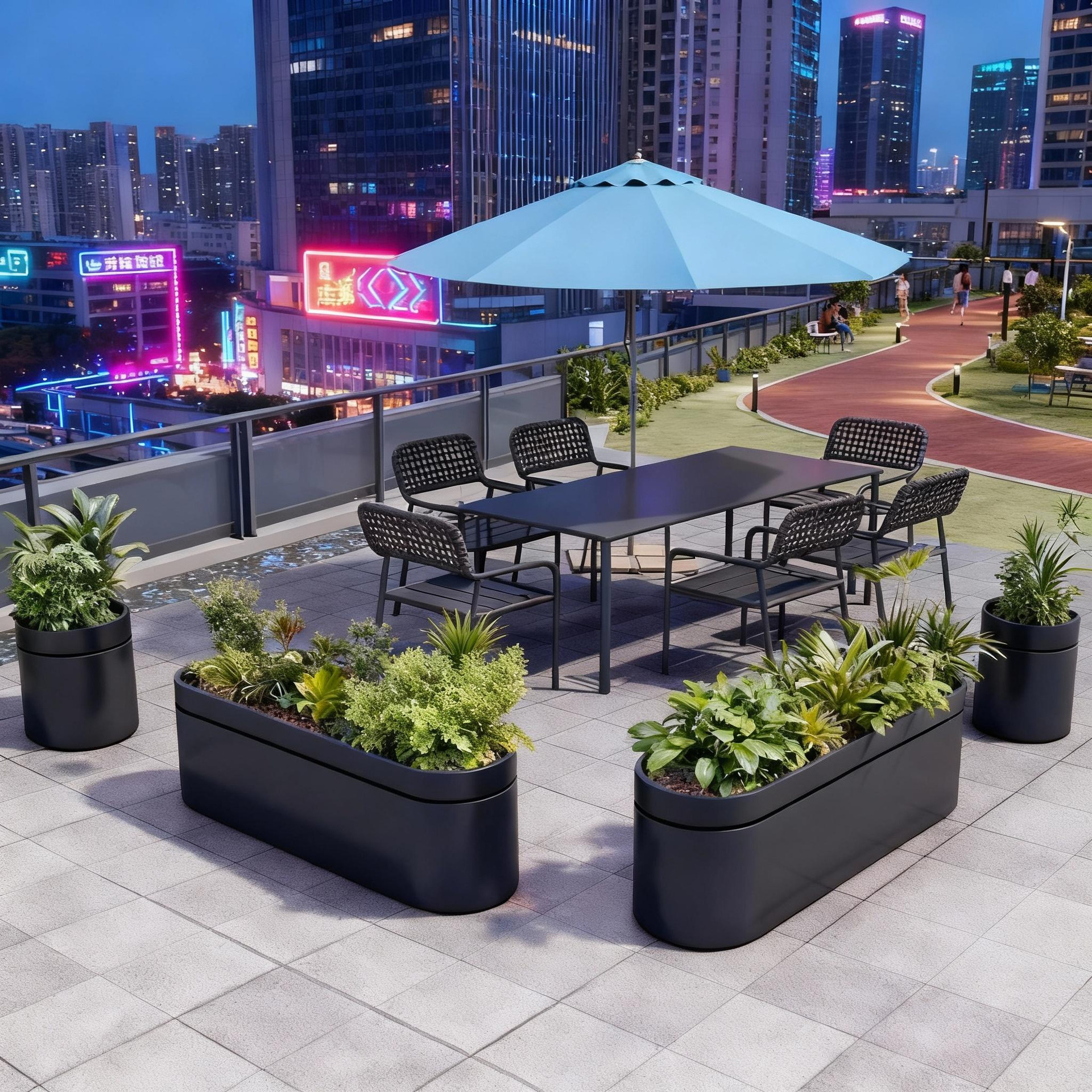 屋外ステンレス鋼フラワーボックスバルコニー植栽ボックス広場商業街長方形花壇鉄製完成品フラワーチャンネル