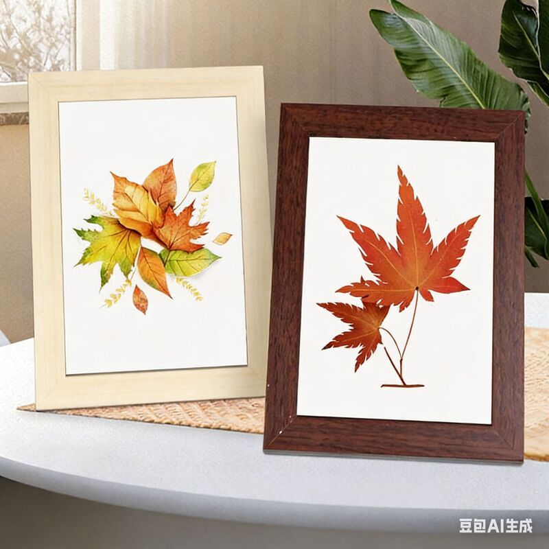 In-Stock New Chinese-Style Wooden Photo Frame, Tabletop Photo Frame, Wall-Mounted Photo Frame, Parent-Child Tabletop Picture Frame, Leaf Specimen Photo Frame