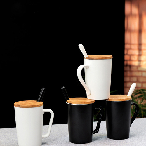 Nordic wooden-handled 1314 ceramic mug artistic coffee cup water cup holiday event souvenir gift with logo printed