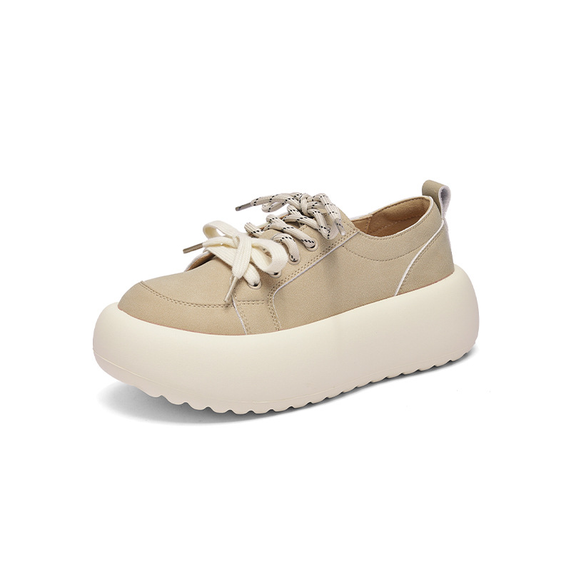 Augu Shiden zapatos casuales para mujeres 2025 nuevos zapatos de entrenamiento de pan de caída de otoño zapatos deportivos retro zapatos blancos pequeños