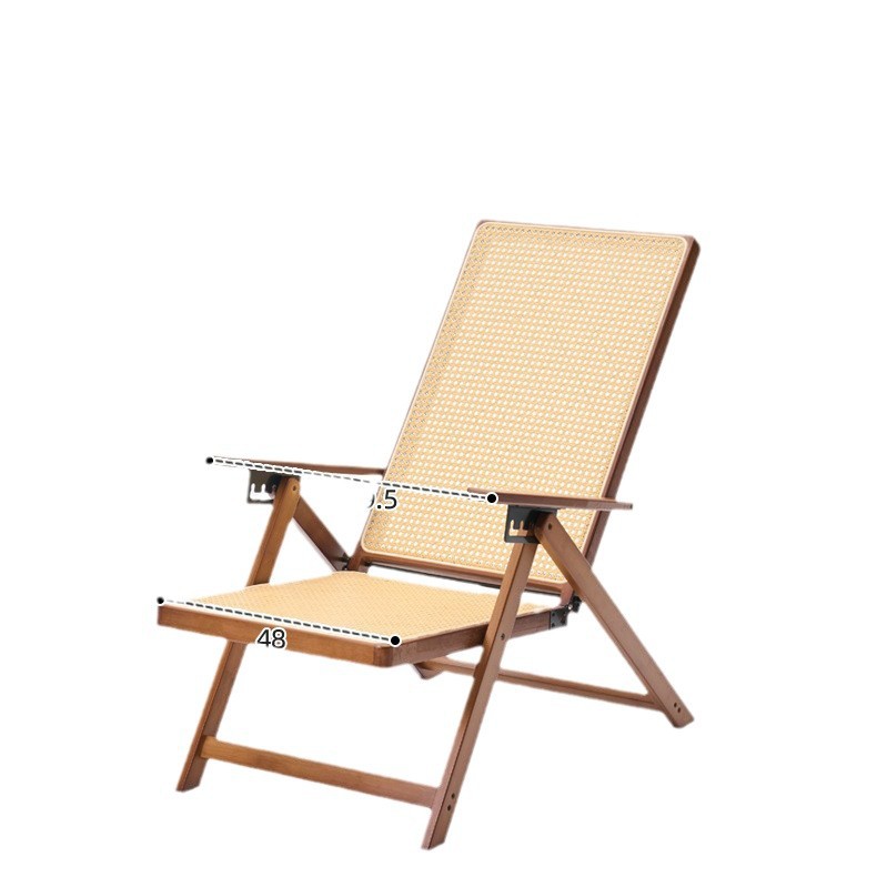 Silla reclinable de bambú tejido de ratán, pausa para el almuerzo plegable, silla de mimbre para ancianos al aire libre, silla de ocio de balcón resistente y duradera