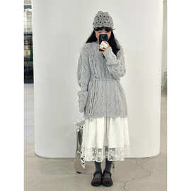 现 2025冬季新款韩国设计师atelier *dition高腰蕾丝半身裙