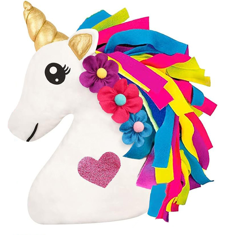 Transfronterizo nuevo DIY unicornio almohada artesanía traje de felpa unicornio dormitorio almohada decorativa regalo
