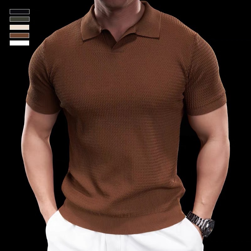 Camiseta de solapa de manga corta para hombre coreano de verano transfronterizo Camiseta de polo para hombre de comercio exterior Camiseta casual de Amazon al por mayor