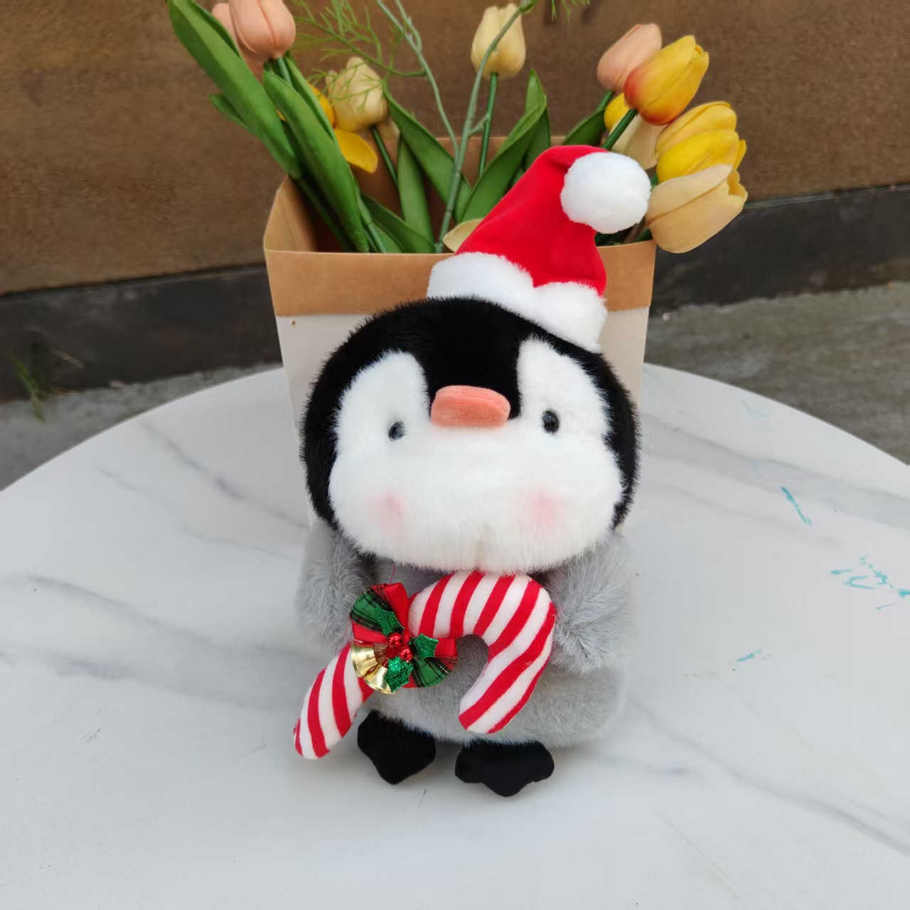 Regalos de Navidad Papá Noel juguetes de peluche bufandas rojas lindas pingüinos osos polares muñecas al por mayor