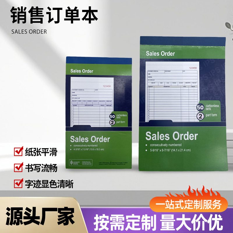 Libro de Órdenes de Venta de Papel Autocopiativo Duplicado Multiuso para Oficina y Comercio Exterior