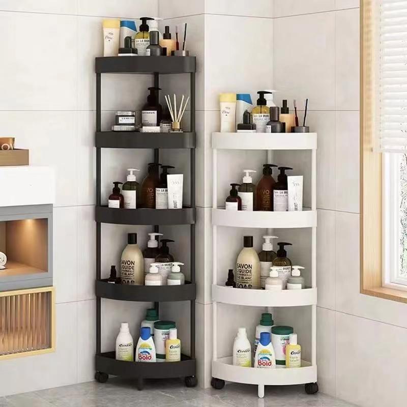 Storage Rack Bathroom Toilet Storage Rack Triangle-Shaped No-Drill Space-Saving Household Kitchen Plastic Storage Rack