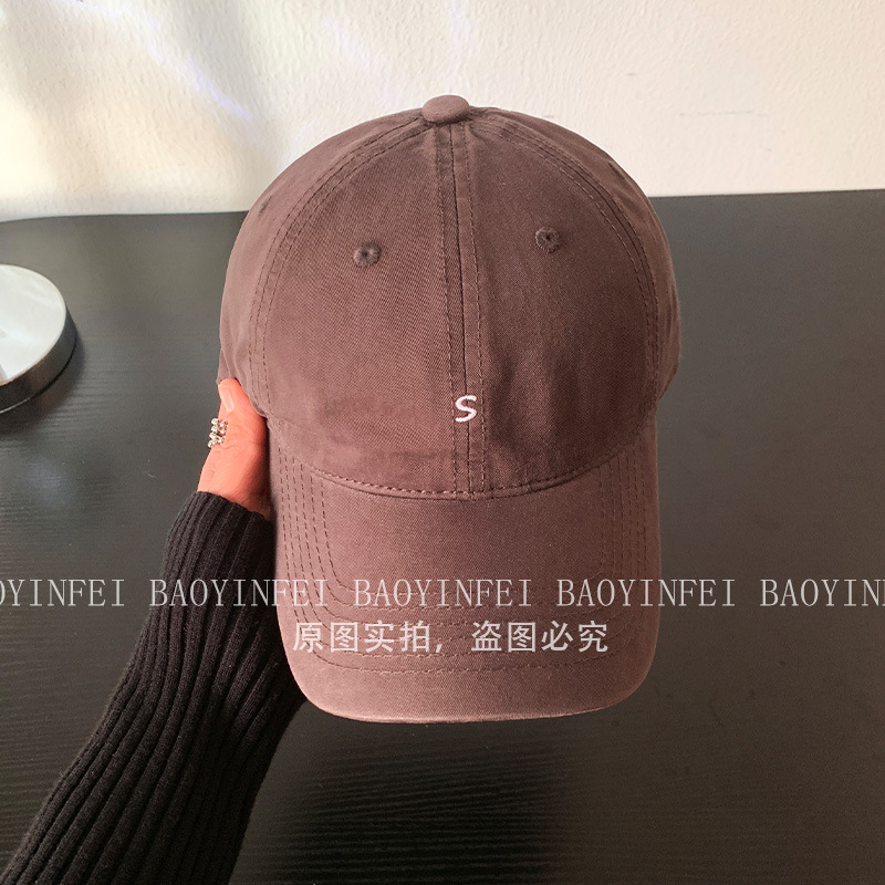 Sombrero de béisbol rosa de letras para mujeres con tapa suave, bordes anchos, cara grande, gorra de lengua de pato, gorra coreana, gorra de cabeza grande
