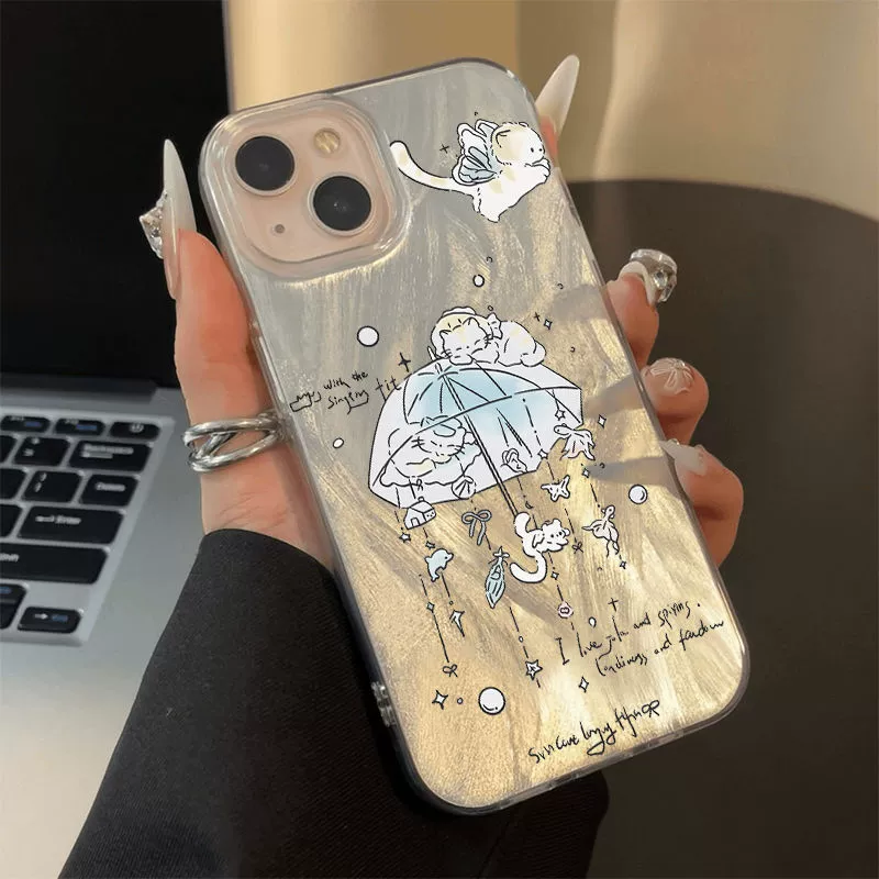 Apple, совместимый зонтик, iPhone13, мультфильм чехол для телефона, 15promax, защита от падения