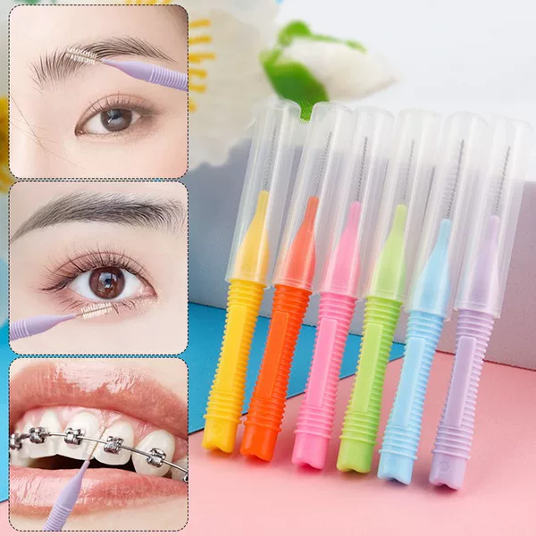 Cylindrical Small Eyebrow Brush, Eyelash Brush with Cap, Portable Spiral Interdental Brush, Eyelash Curling Comb, Eyebrow Comb, Beauty Brush Wholesale