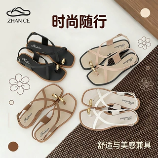 罗马凉鞋2026新款夏季女外穿防滑平底一字夹趾鞋百搭仙女风沙滩鞋