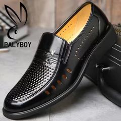 Leather Men's Business Formal Shoes with Soft, Non-Slip Soles - Genuine Leather