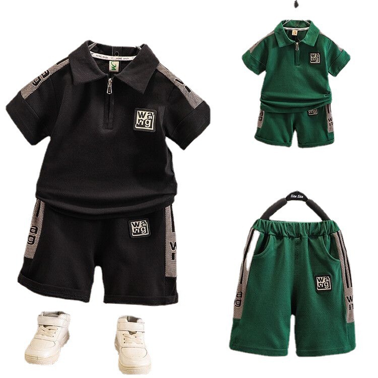 Ensemble deux pièces décontracté et élégant pour garçons, short à manches courtes, nouveau style d'été, version coréenne, ensemble de sport polyvalent pour garçons_voghion.com