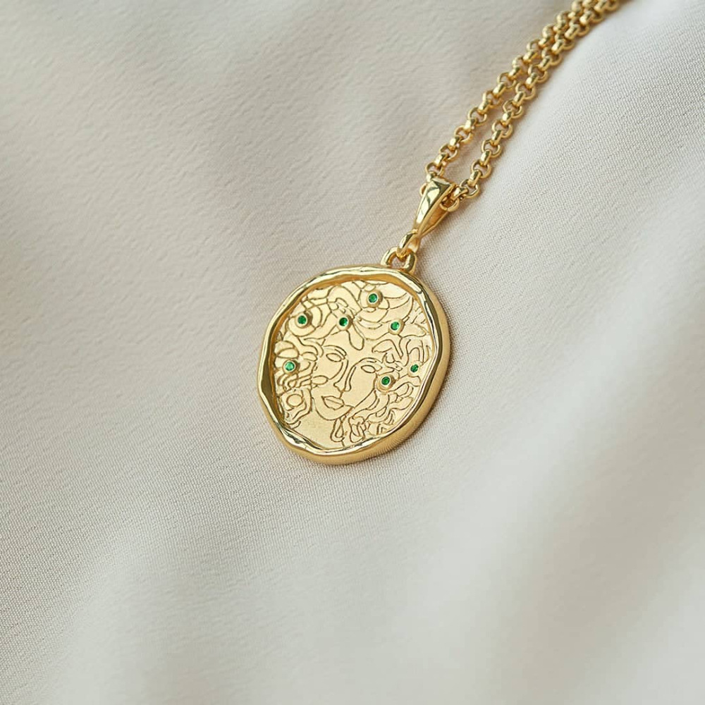 Fashion God Medusa Athena Pendant Zirconium-Embedded Gem Stainless Steel Necklace_colorza_6