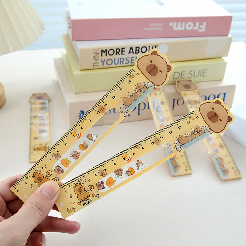 Nuevos productos Capibara Rock Regla 15cm acrílico regla recta de alto valor de la presión de los estudiantes de la escuela primaria papelería