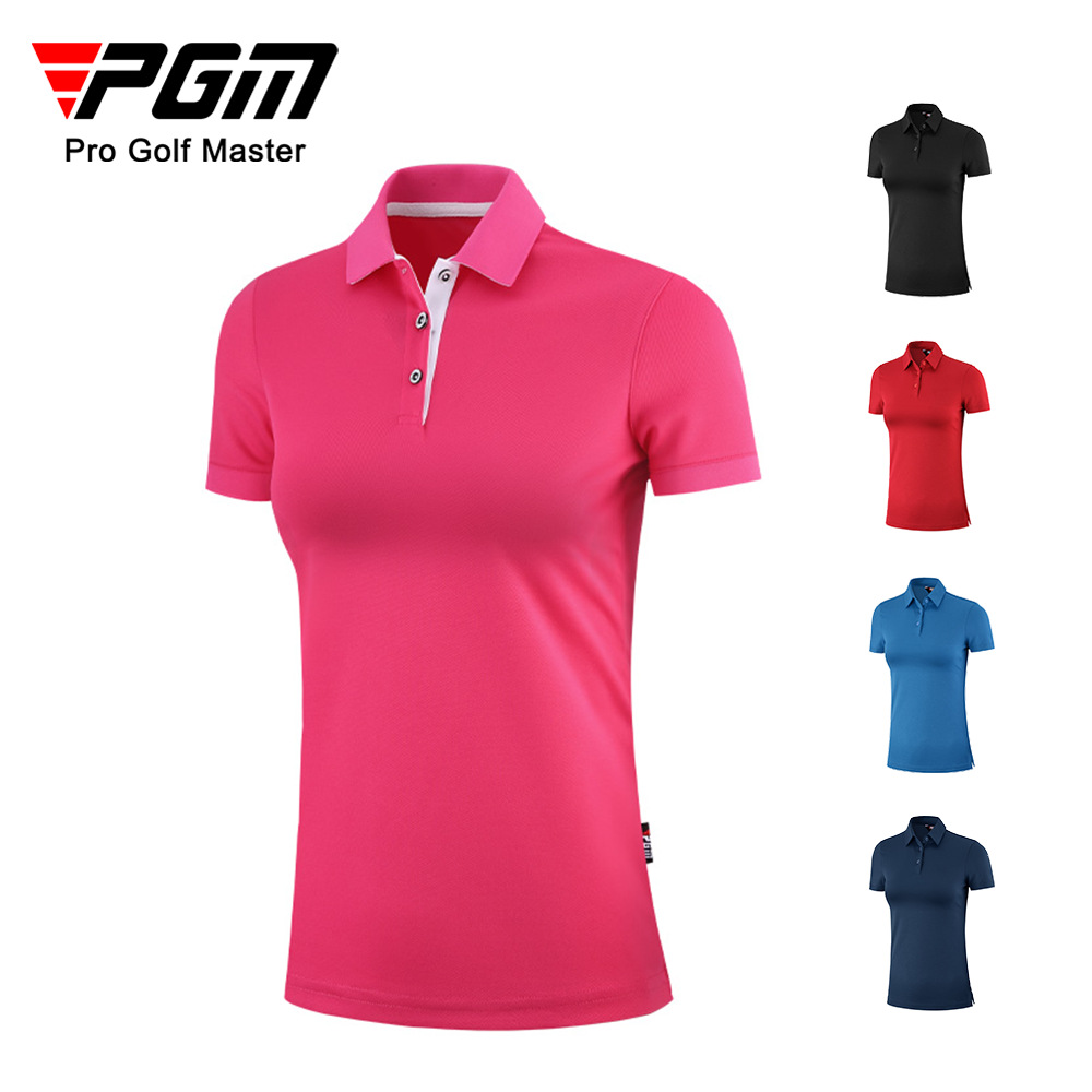 Áo thun golf nữ ngắn tay thể thao thoáng khí — YF442-màu xanh đậm, YF442-màu đỏ, YF444-màu đỏ hoa hồng, YF442-Đen