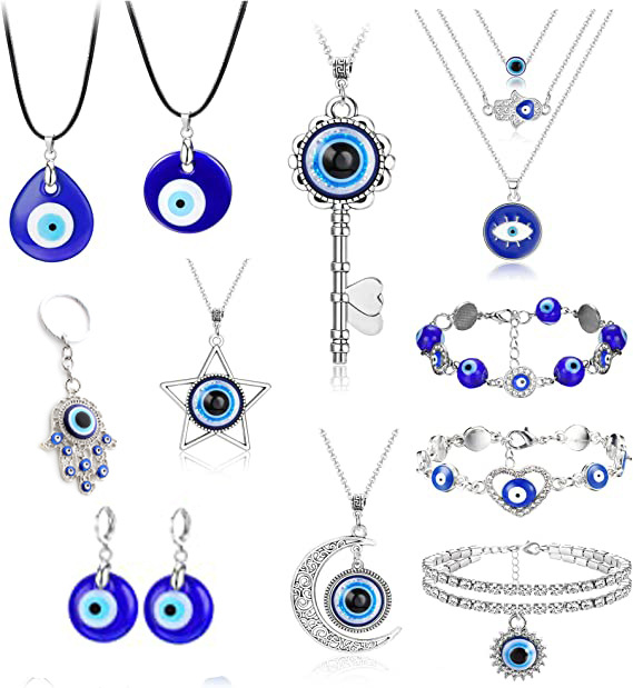 thumbnail image 1 of Joyas Mujer Con Collar Y Pulsera Y Aretes De Ojo Turco Conjunto, 1 of 5