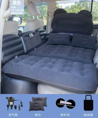 Vehicle-mounted inflatable bed Mattress, Car Backseat Sleeping Pad - black-upgraded-bear-side-guard-head-protection