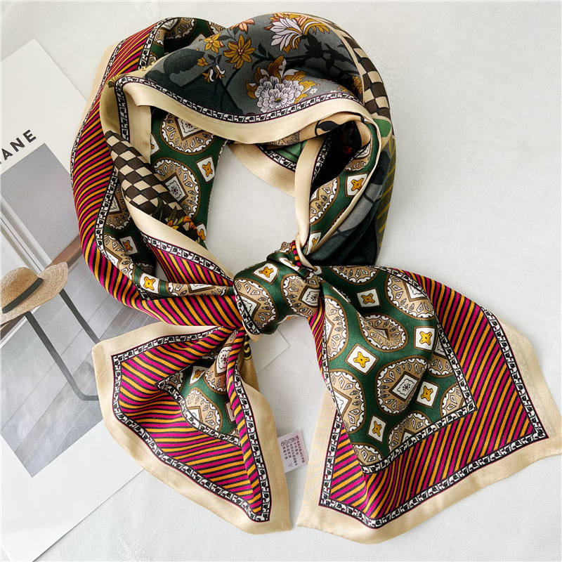 Elegant universal silk summer long double-sided scarf