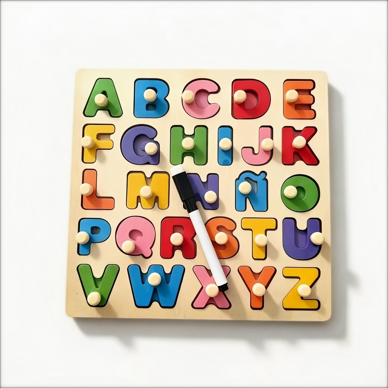 Rompecabezas de madera para niños, juego de emparejamiento cognitivo de números, alfabeto y animales, tablero Montessori, juguete educativo para la primera infancia