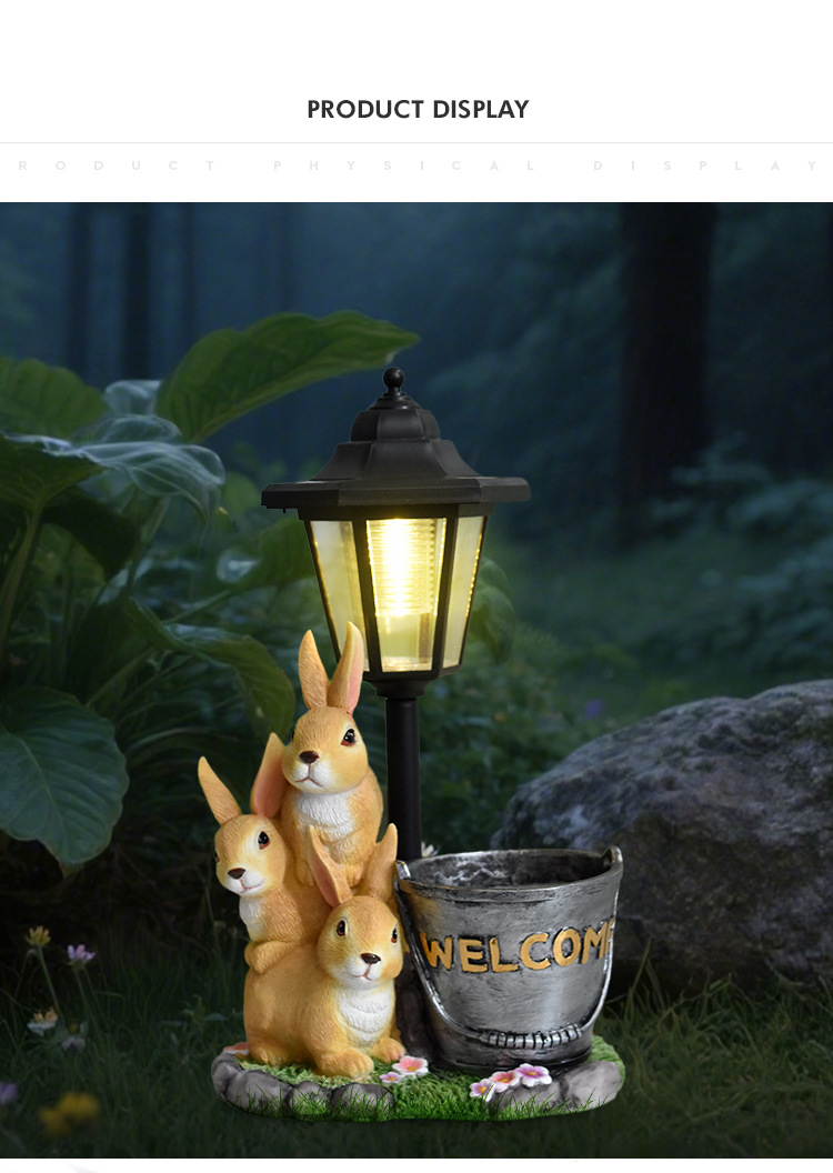 Easter Bunny Garden Ornament Solar Light For Patio And Balcony_voghion.com