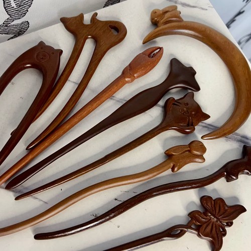 Tigerwood hairpin children's retro cute hairpin holder, high-end hair accessory Hanfu headwear cute animal hairpin