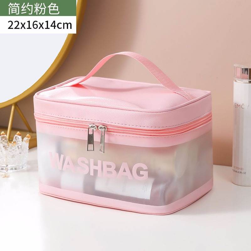 Bolsa de cosméticos transparente transfronteriza bolsa de almacenamiento impermeable de alta capacidad bolsa de lavado de maquillaje portátil PU